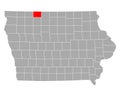 Map of Emmet in Iowa Royalty Free Stock Photo