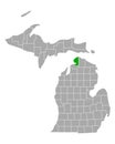 Map of Emmet in Michigan Royalty Free Stock Photo