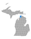 Map of Emmet in Michigan Royalty Free Stock Photo