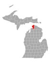 Map of Emmet in Michigan