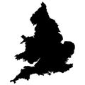 England map vector outline. Black silhouette isolated on white background
