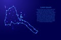 Map Eritrea from the contours network blue, luminous space stars