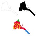 Map of Eritrea with flag. Flag of Eritrea maps territory. Outline map Eritrea. flat style Royalty Free Stock Photo
