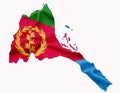 Map of Eritrea with waving flag in background. Royalty Free Stock Photo