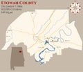 Map of Etowah County in Alabama Royalty Free Stock Photo