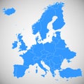 Blue map of Europe - political borders