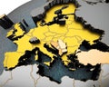 Map of europe arched on sphere