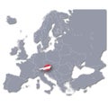 Map of Europe with Austria Royalty Free Stock Photo
