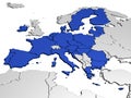 Map of Europe in Blue