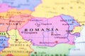 Map of Europe centered on Romania Royalty Free Stock Photo