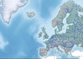 Map of Europe continent Illustration with the main rivers Royalty Free Stock Photo