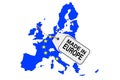 Map of Europe with Flag and Made in Europea Sale Tag. 3d Rendering