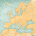 Map of Europe - Malta Vintage Series