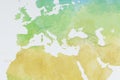 Map of Europe, North Africa and Middle East, relief map Royalty Free Stock Photo
