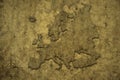 map of europe on a old vintage crack paper background