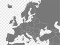 Map Europe vector. Gray similar Europe map blank vector on transparent background. Gray similar Europe map