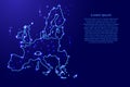 Map European Union from the contours network blue, luminous space stars illustration Royalty Free Stock Photo