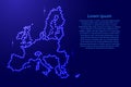 Map European Union from luminous blue star space points on the c Royalty Free Stock Photo