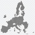 Map European Union vector. Gray similar Member state of the European Union map blank vector on transparent background for your des