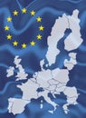 Map of European union with waving flag