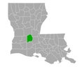 Map of Evangeline in Louisiana Royalty Free Stock Photo