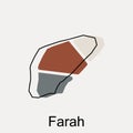 Map of Farah province of afghanistan line modern illustration design, element graphic illustration template