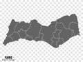 Map Faro District on transparent background. Faro District map with municipalities in gray