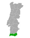 Map of Faro in Portugal