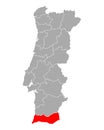 Map of Faro in Portugal