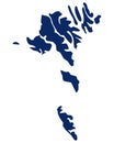 Map of the Faroe Islands in blue colour