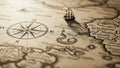 Map featuring a prominent compass rose with cardinal direction Royalty Free Stock Photo
