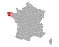 Map of Finistere in France