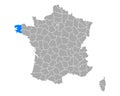 Map of Finistere in France
