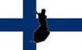 Map of finland on background of finnish flag