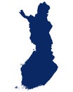 Map of the Finland in blue colour