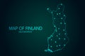 Map of Finland - With glowing point and lines scales on the dark gradient background, 3D mesh polygonal network connections Royalty Free Stock Photo