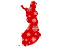 Map of Finland with snowflakes