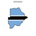 Map and Flag of Botswana Vector Design Template with Editable Stroke.
