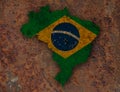 Map and flag of Brazil on rusty metal Royalty Free Stock Photo