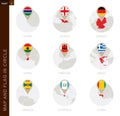Map and Flag in a circle of 9 Countries Royalty Free Stock Photo