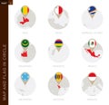 Map and Flag in a circle of 9 Countries Royalty Free Stock Photo