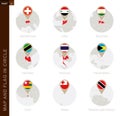 Map and Flag in a circle of 9 Countries Royalty Free Stock Photo