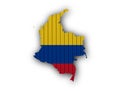 Map and flag of Colombia on corrugated iron Royalty Free Stock Photo