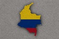 Map and flag of Colombia on felt Royalty Free Stock Photo