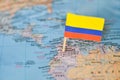 Map with flag of Colombia Royalty Free Stock Photo