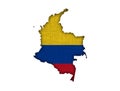 Map and flag of Colombia on old linen Royalty Free Stock Photo