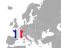 Map and flag of France in Europe Royalty Free Stock Photo