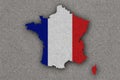 Map and flag of France on felt Royalty Free Stock Photo