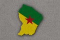 Map and flag of French Guiana on felt