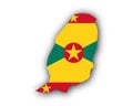 Map and flag of Grenada Royalty Free Stock Photo